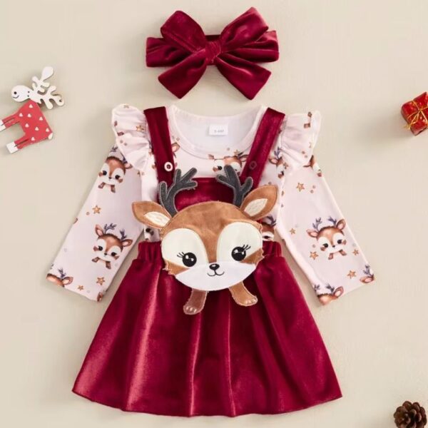 Cadeau Noël Fille 1 An 2 Ans Tenue De Noel Bebe Fille Vêtements Pour Bébé Fille - Vêtements De Noël Pour Bébé - Ensemble Robe Noël Bébé Vêtement Fête Premier Noël