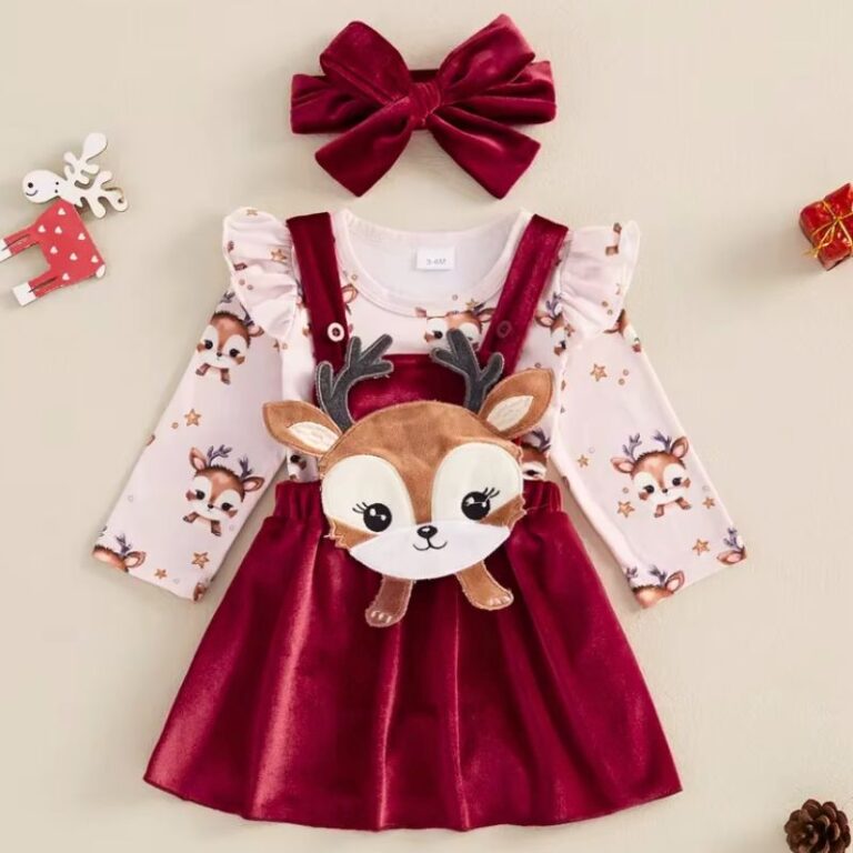 Carolilly Tenue Noël Bébé Fille Velours – Robe + Bonnet Père Noël Rouge/Vert/Bleu, Ultra Doux & Festif