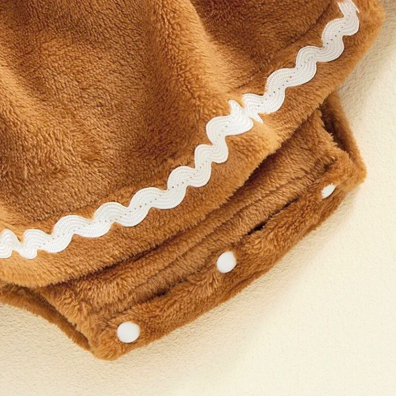 Tenue De Noël Bébé 2 Pièces - Sweat Manches Longues Et Pantalon - Broderie Bonhomme Pain D'épice - 95% Coton