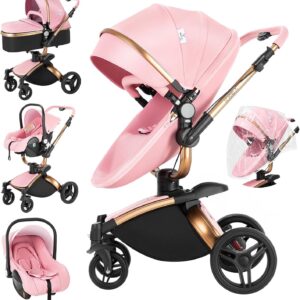 Poussette 3 en 1 Magic ZC 906 Pink - Combinée, Pliable et Inclinable pour Bébé