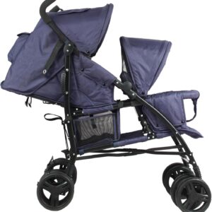 Alternative view of Bambisol Poussette Double Canne – Compacte & Pratique, Bleu Marine avec Habillage Pluie