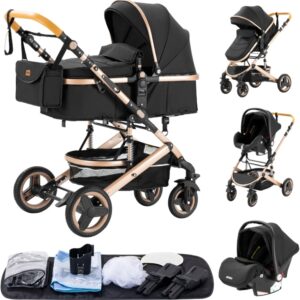 Poussette 3 en 1 GLOKID H530 Noir - Siège Auto, Accessoires Inclus