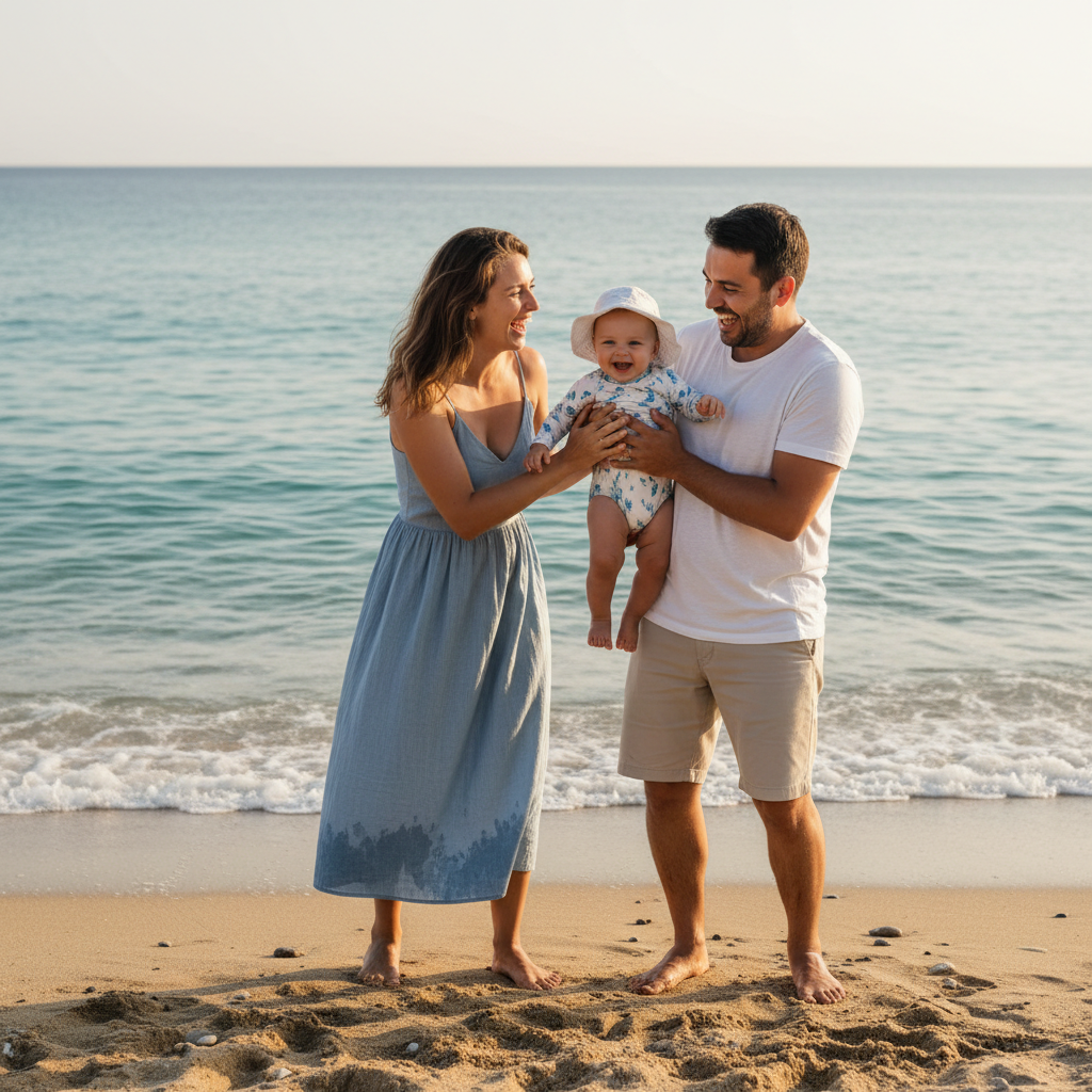 famille bebe plage crete