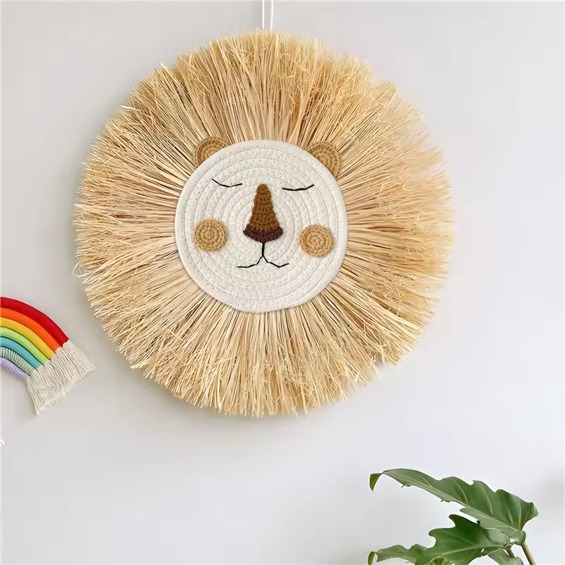 Décoration murale en raphia - Lion